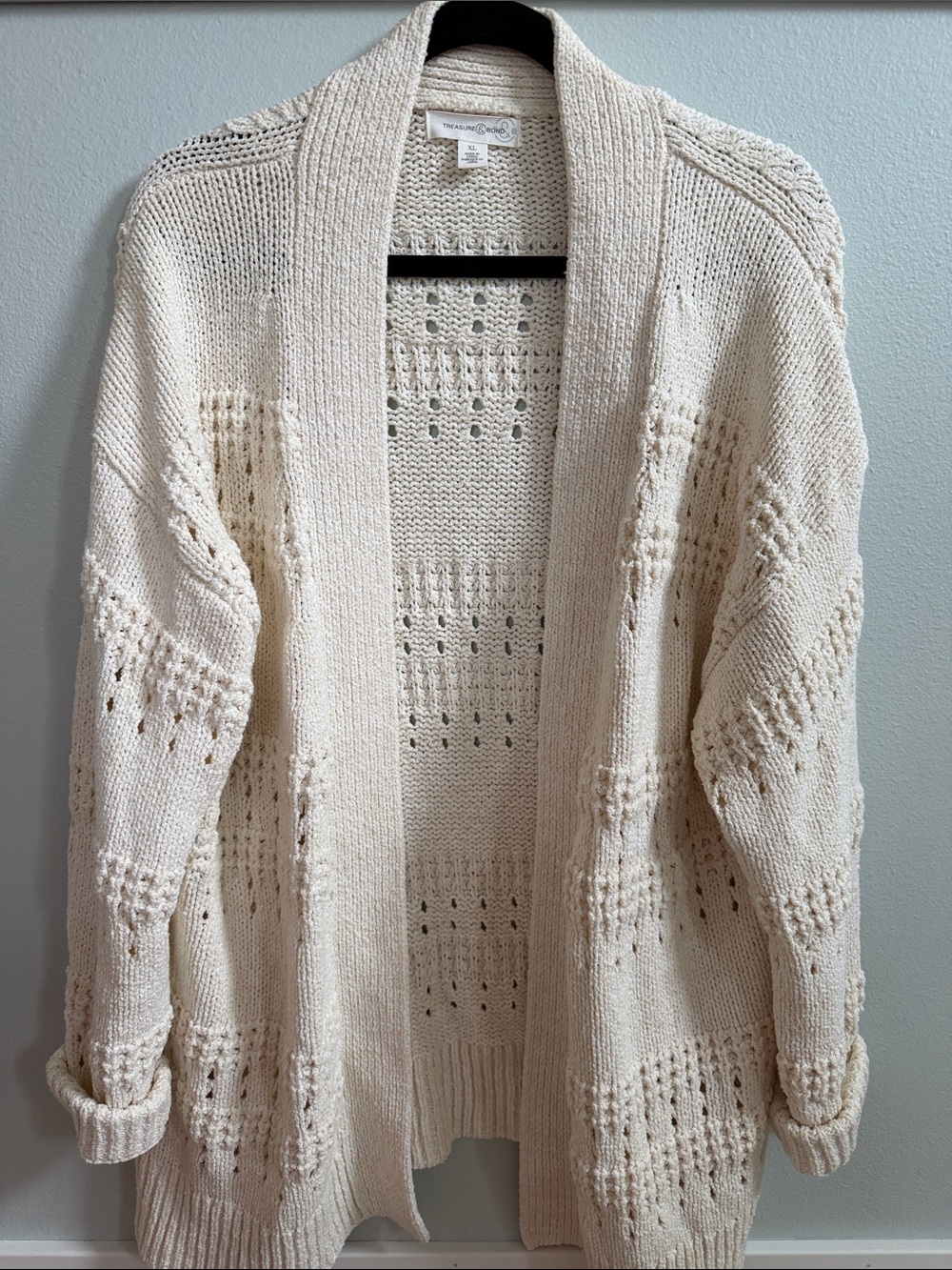 Treasure & Bond Ivory Open-Knit Shawl Cardigan
